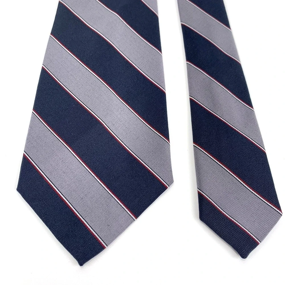 Vintage Brooks Brothers Mens‎ Tie Navy Silver Striped Design Silk - Wool Blend